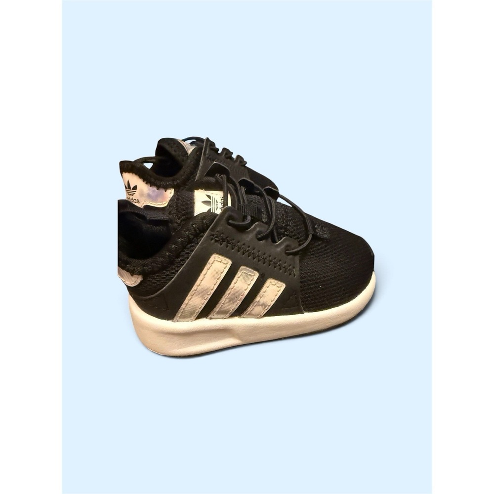 Adidas Originals X_LPR Toddler Size 4K Black Silver Elastic Lace Sneakers